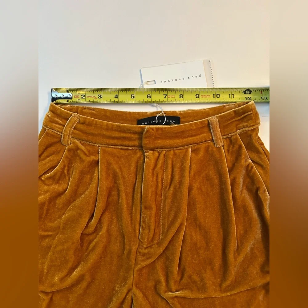 NWT $90 ENDLESS ROSE XS VELVET PANTS MARIGOLD FALL AUTUMN NEW WITH TAGS - Picture 5 of 8